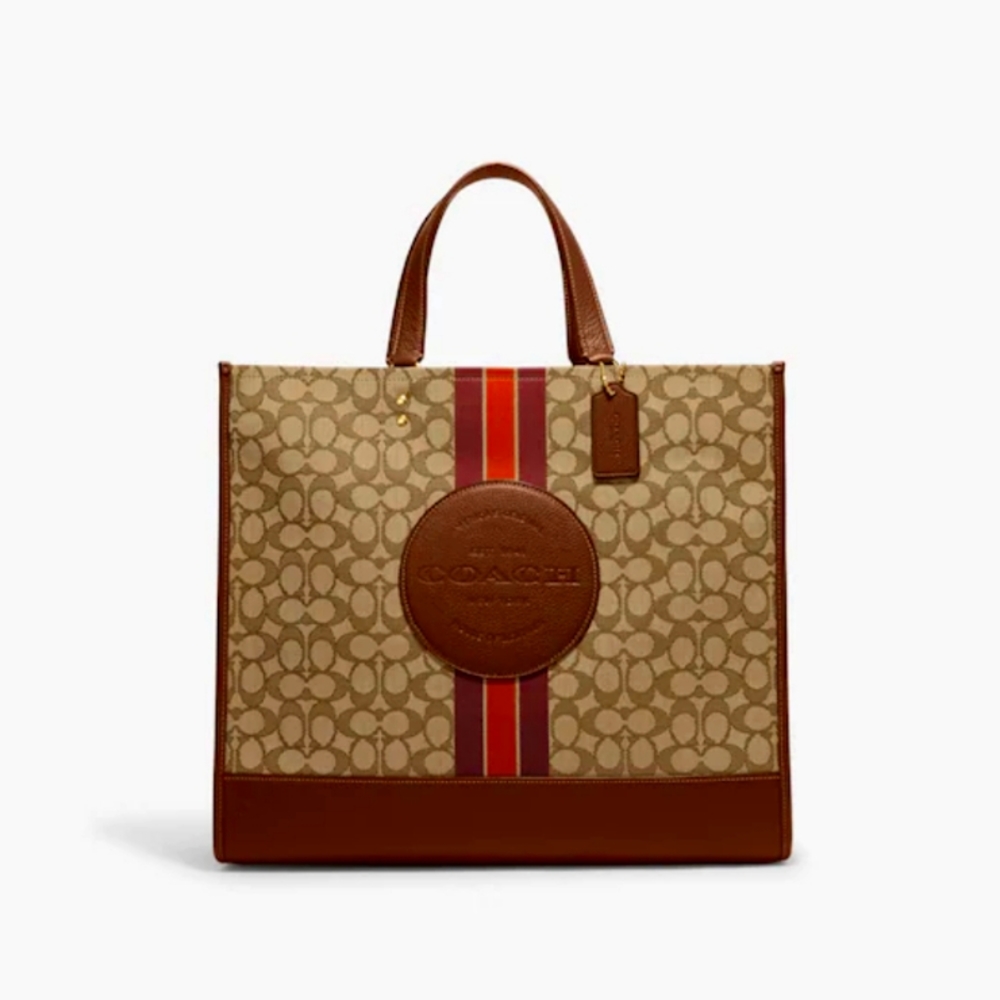 Dempsey Tote 40 In Signature Jacquard With Stripe And Coach Patch